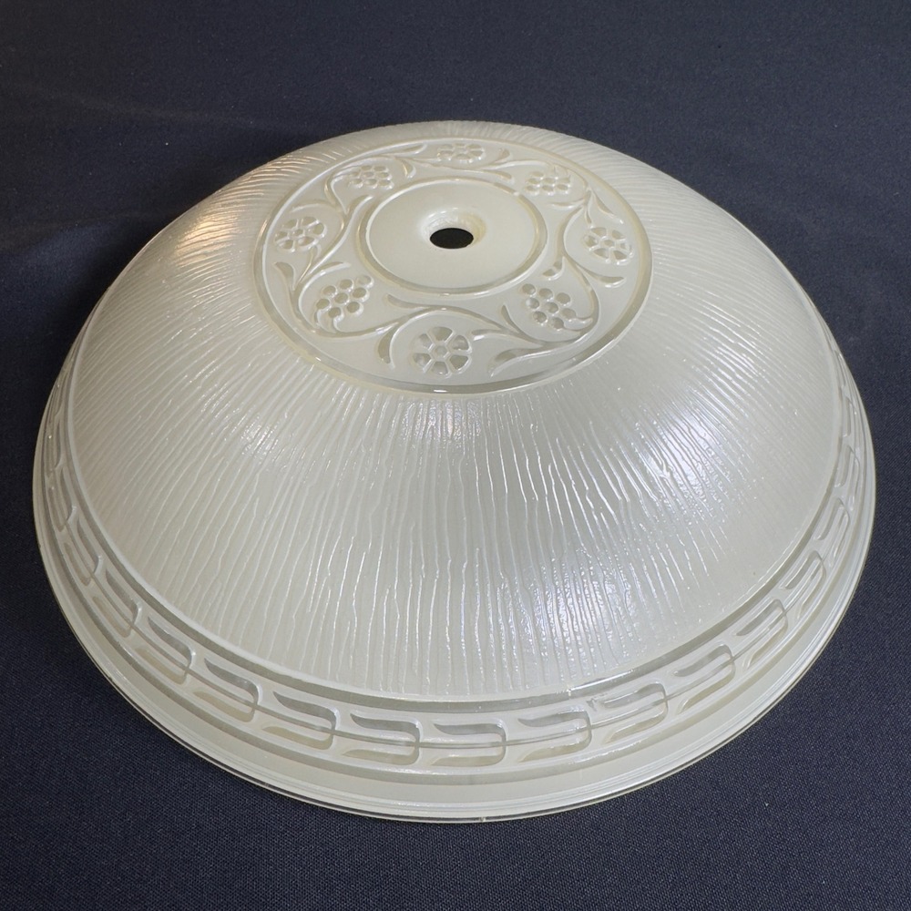 Vintage Frosted Glass Ceiling Light Shade Floral Grape Embossed 12 Inch Dome